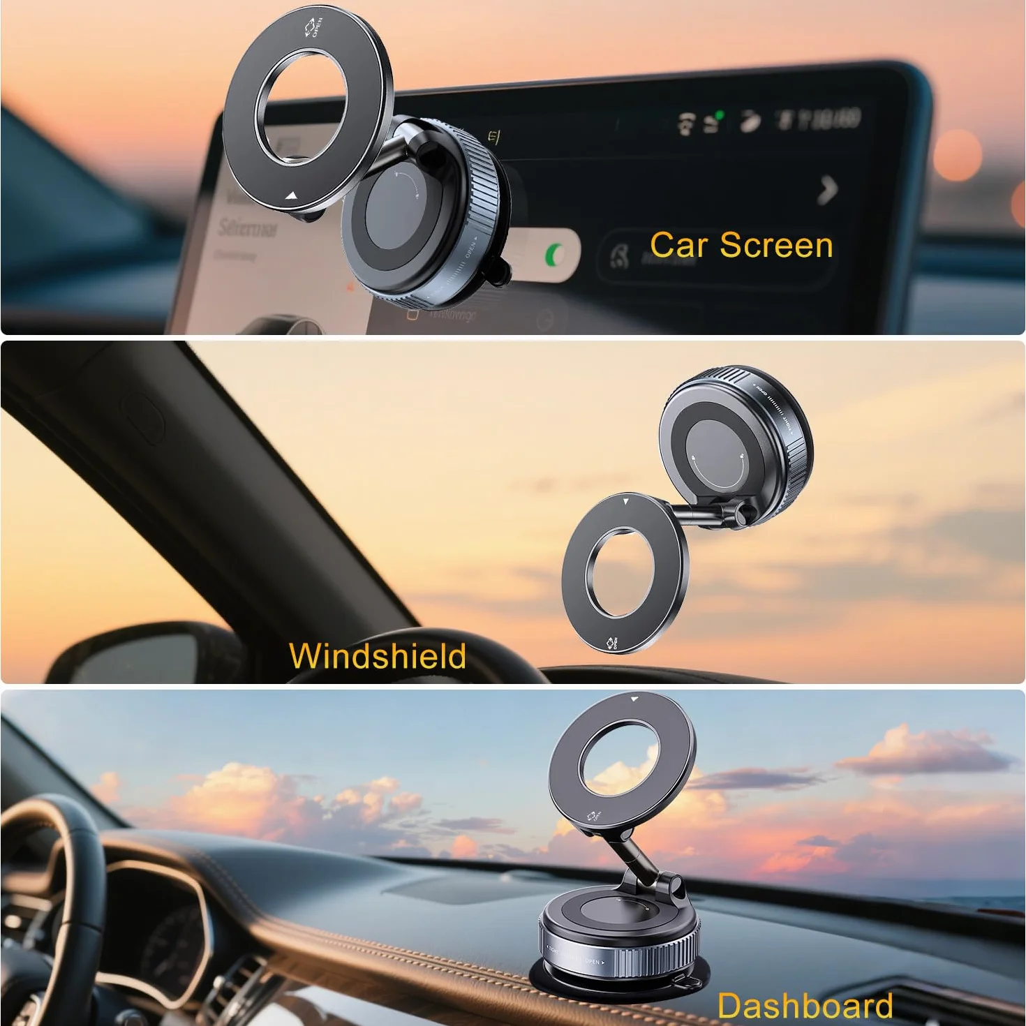 Do uchwytu samochodowego Magsafe, magnetyczny uchwyt na telefon o gramaturze 2800 g i najsilniejsze ssanie 44,5 kg] uchwyt na telefon z regulacją 360° próżniowy magnetyczny uchwyt na telefon