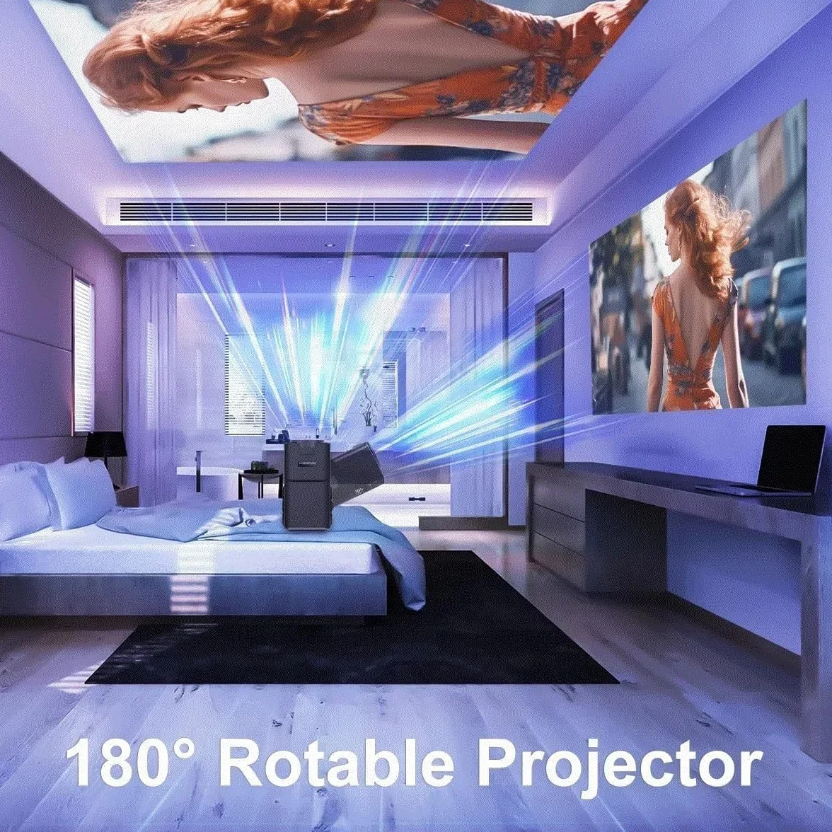Przenośny projektor kinowy 4K, Android 11, 1080P, 390ANSI, czarny, Dual Wifi6, BT5.0, 1920 x 1080P, inteligentne projektory obrót o 180 stopni, 18000 lumenów