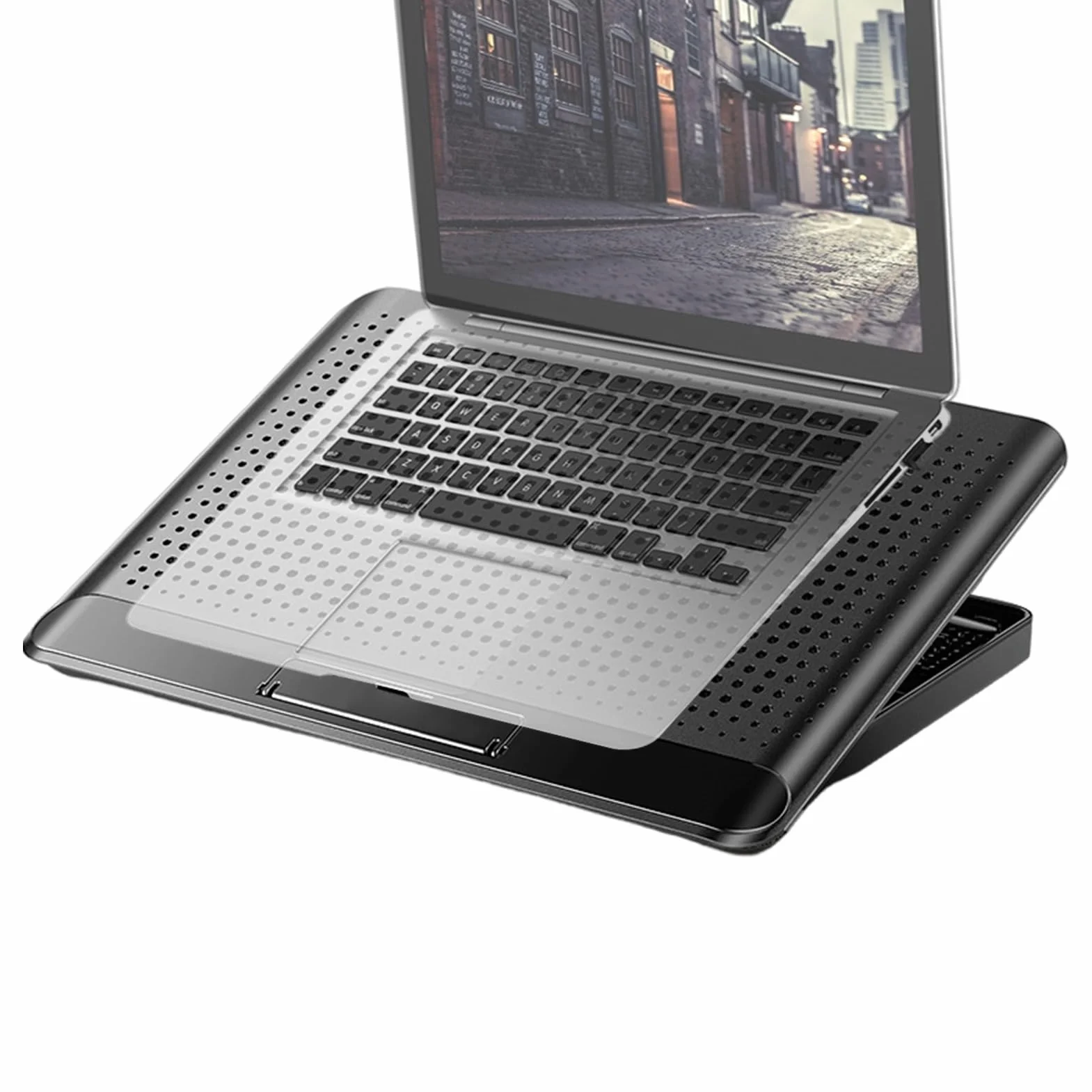 Wentylator do Laptopa Regulowana Cicha Baza Do Chłodzenia | Cichy Wentylator Chłodzący Aluminiowy Do Laptopa I Komputera do Biurka, Klawiatury, Tabletu, Domu, Miejsca Pracy, Akademika