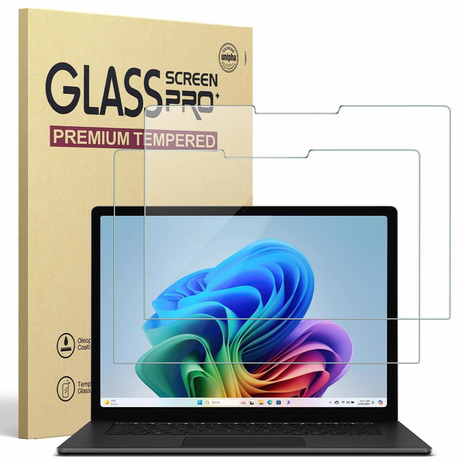 Gerutek [2 sztuki Ochraniacza Ekranu do Microsoft Surface Laptop 7 13,8" (AIPC 2024), 9H, ultra przezroczysty, odporny na zarysowania, bez pęcherzyków, szkło hartowane do laptopa Surface 7 13,8"