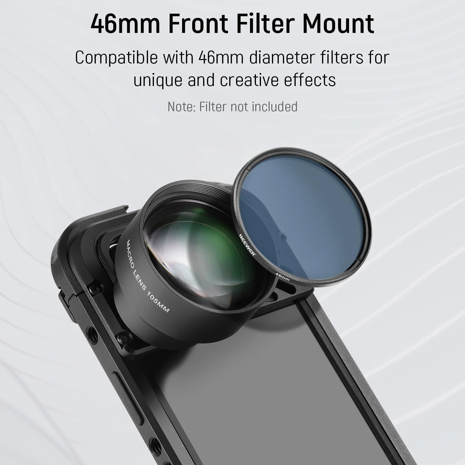 NEEWER Obiektyw makro HD 105 mm tylko do tylnej płyty gwintowanej 17 mm, kompatybilne z SmallRig Neewer iPhone Samsung, etui na telefon z adapterem obiektywu 17 mm, gwint przedni 46 mm, LS-26