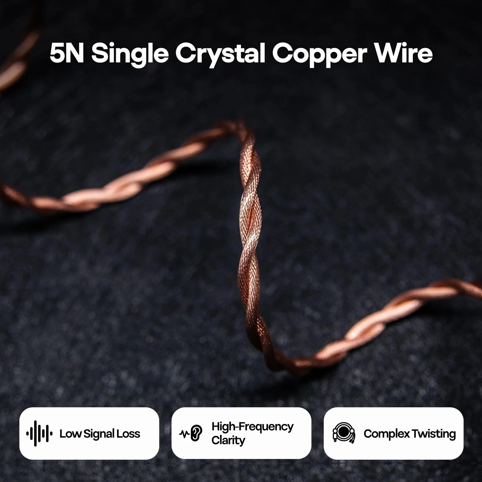 Linsoul Tripowin Nimbus Kabel IEM Hybrid Single Crystal Copper, przewód słuchawkowy LITZ TYPE5 i AWG 19, przewód zamienny HiFi do monitorów dousznych (Recessed 2Pin)