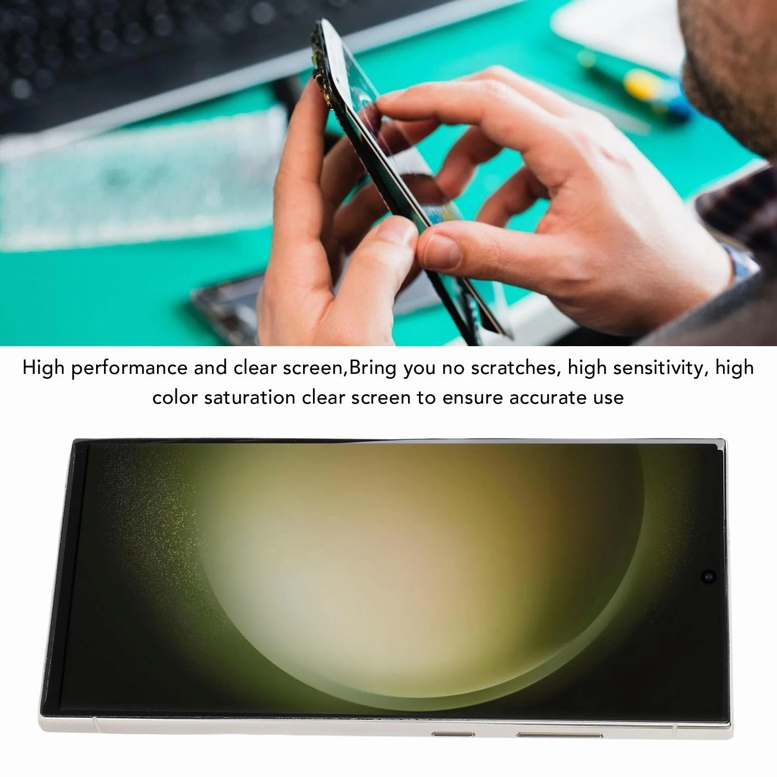 Cocoarm Wymiana Ekranu dla S23 Ultra 5G TFT LCD Zespół Digitizera z Ekranem Dotykowym 6,8 Cala z ramką i Narzędziami do Naprawy 120 Hz Multi Touch dla Użytkowników SM S918 (SILVER)