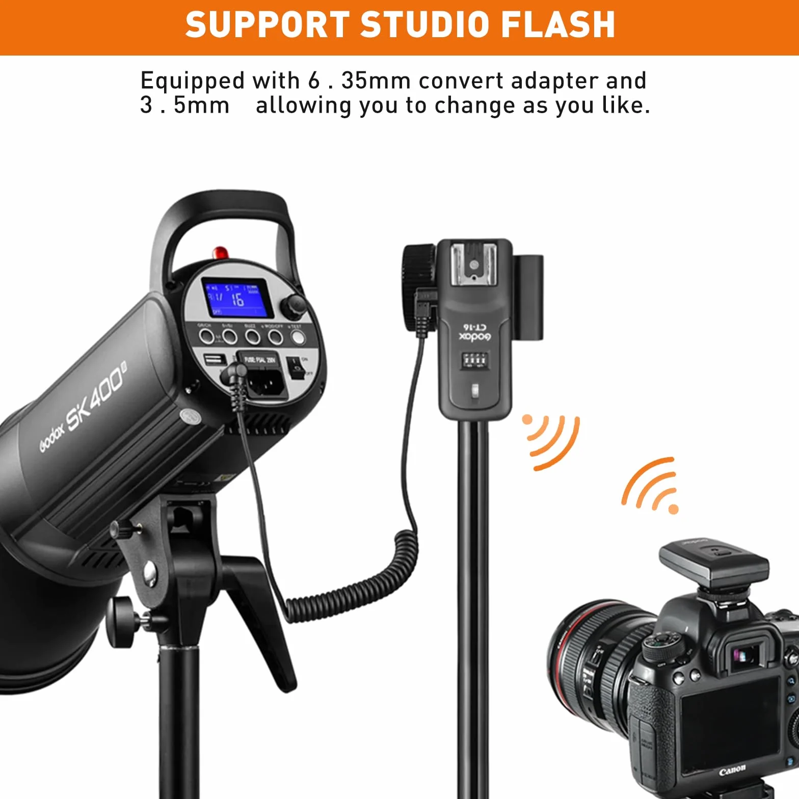 Godox CT-16 Godox Trigger Bezprzewodowy Repoval Lightning Repoval kompatybilny z kamerą Canon Nikon Sony Pentax DSLR (1 x nadajnik + 2 odbiornik)