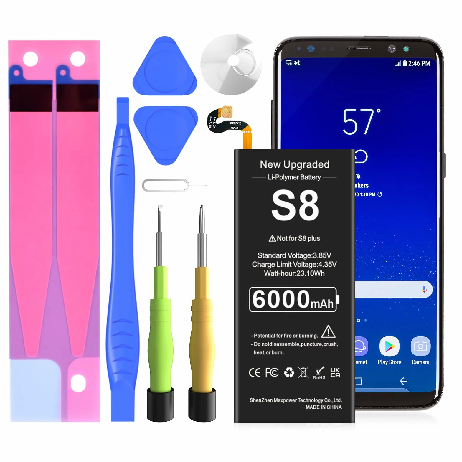 Bateria do Galaxy S8, akumulator 6000 mAh o dużej pojemności do Galaxy S8 EB-BG950ABE, EB-BG950ABA,SM-G950U z zestawami naprawczymi (nie pasuje do S8 Active, S8 Plus)
