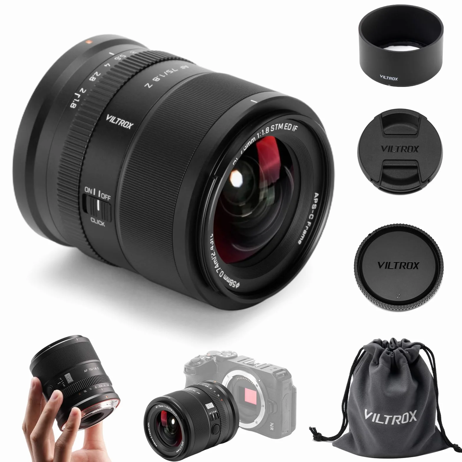 VILTROX 75mm F1.8 Evo Z Góra Obiektyw do aparatu Nikon Z-Mount Obiektyw APS-C z dużym otworem z autofokusem do modeli Nikon ZR ZF Z9 Z8 Z7II Z6III Z5II ZFC Z50II Z30