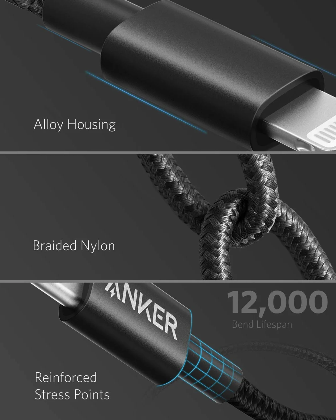 Anker Kabel USB C do Lightning, kabel 331, nylonowy przewód do szybkiego ładowania (1,8 m, certyfikat MFi) do iPhone'a 14/13/12/11/X,AirPods Pro, obsługuje zasilanie