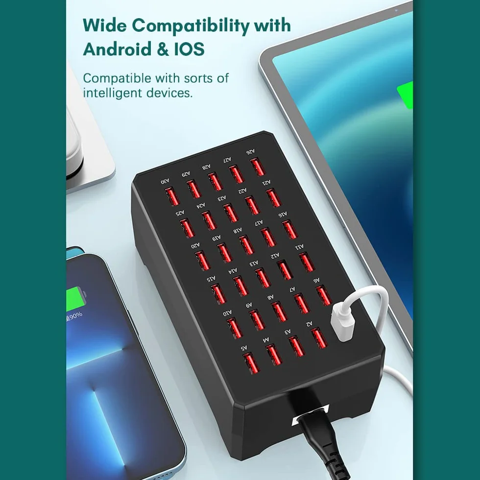 docooler Stacja ładująca USB 150 W ładowarka stołowa z gniazdem USB ładowarka stołowa 30 portów