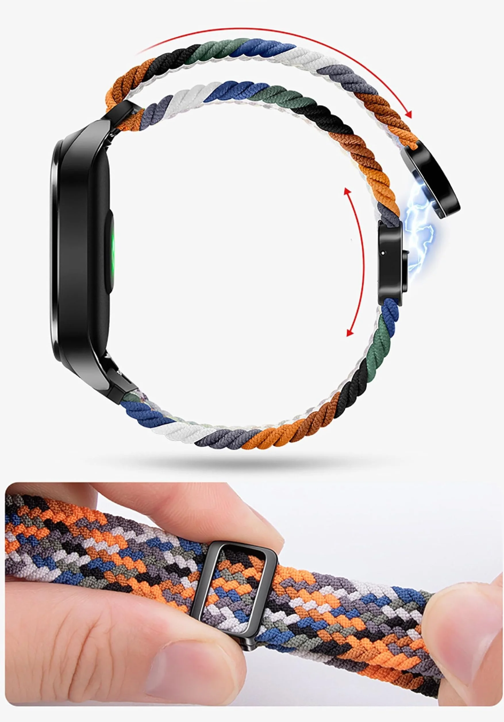 GIOPUEY Paski kompatybilne z Garmin Lily 2, miękki nylonowy tkany pasek [unisex] [Oddychający]