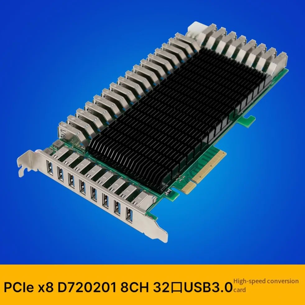 ST6101 karta adaptera USB 3.0 PCIe 5 Gb/s 8CH 32 porty PCIe2.1 X8 6Pin 160GT/S do komputerów stacjonarnych