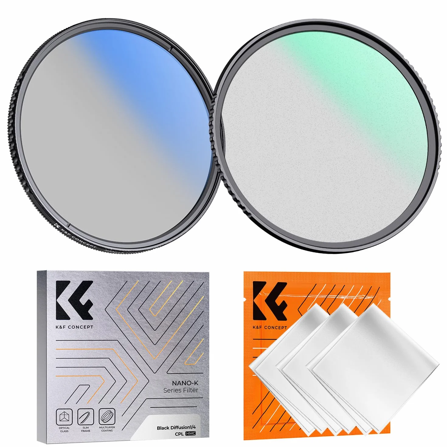 K&F CONCEPT Zestaw filtrów 77 mm Black Mist 1/4 + filtr polaryzacyjny | Filtr Black Promist 1/4 & CPL, szkło optyczne z 18-warstwową powłoką nano, FS305