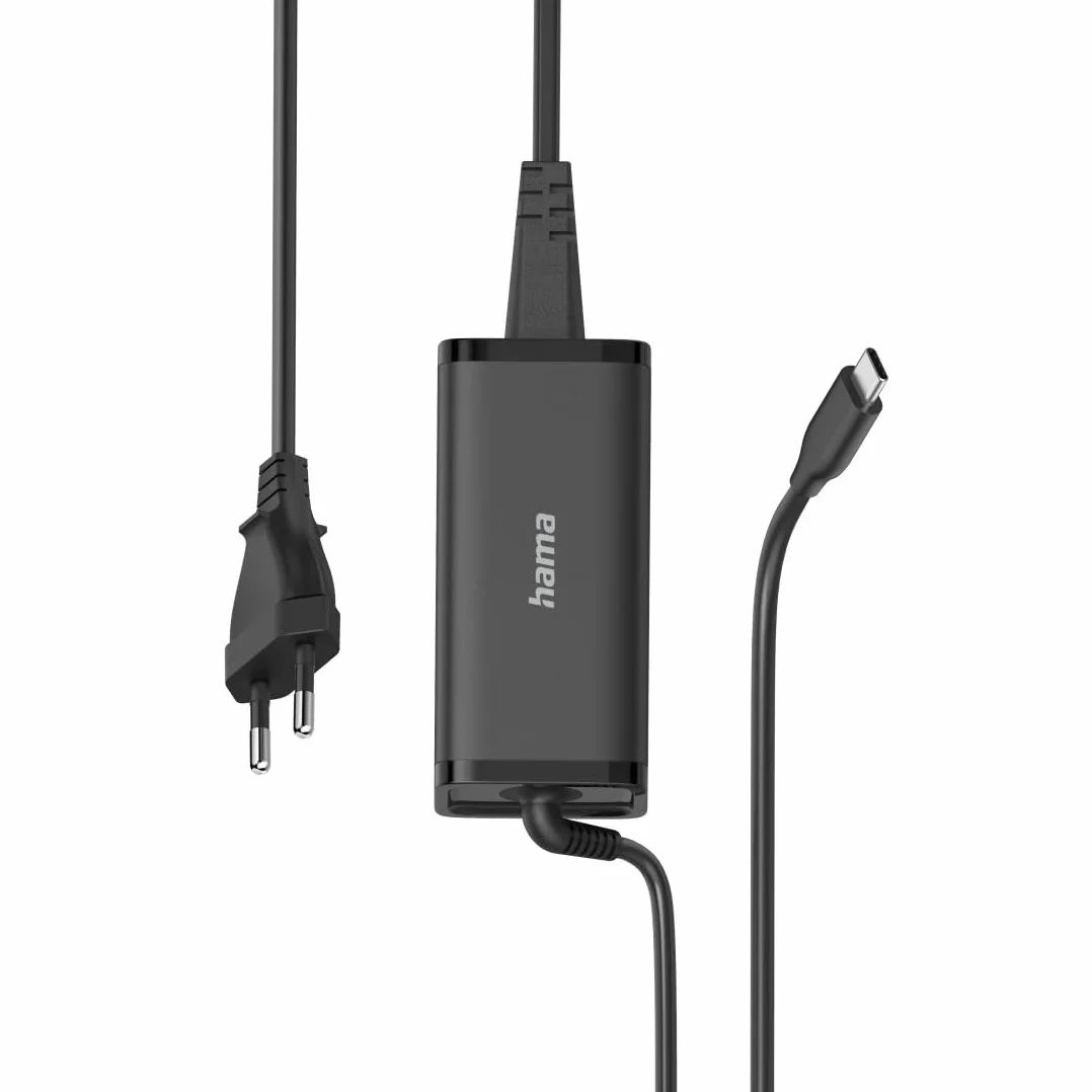 Hama Uniwersalny Zasilacz GaN USB-C 100W, Kompatybilny z Laptopem, Tabletem, Konsolą, Wydajny i Niskie Emisje Ciepła, Bezpieczne Ładowanie dla Wszystkich Urządzeń