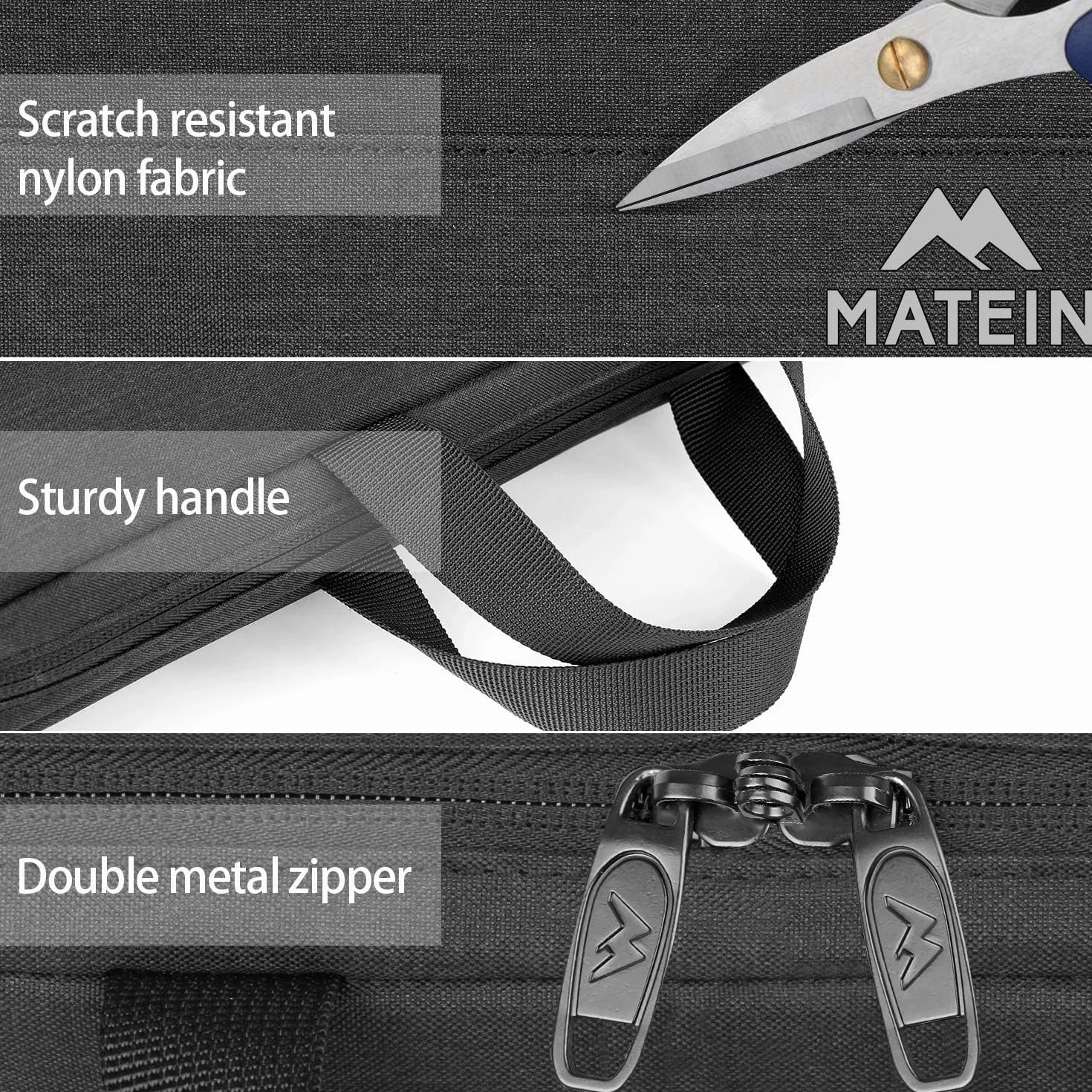 MATEIN Etui na laptopa, wodoszczelna torba na laptopa, etui ochronne z uchwytem, etui na laptopa, 17,3 cala, czarny