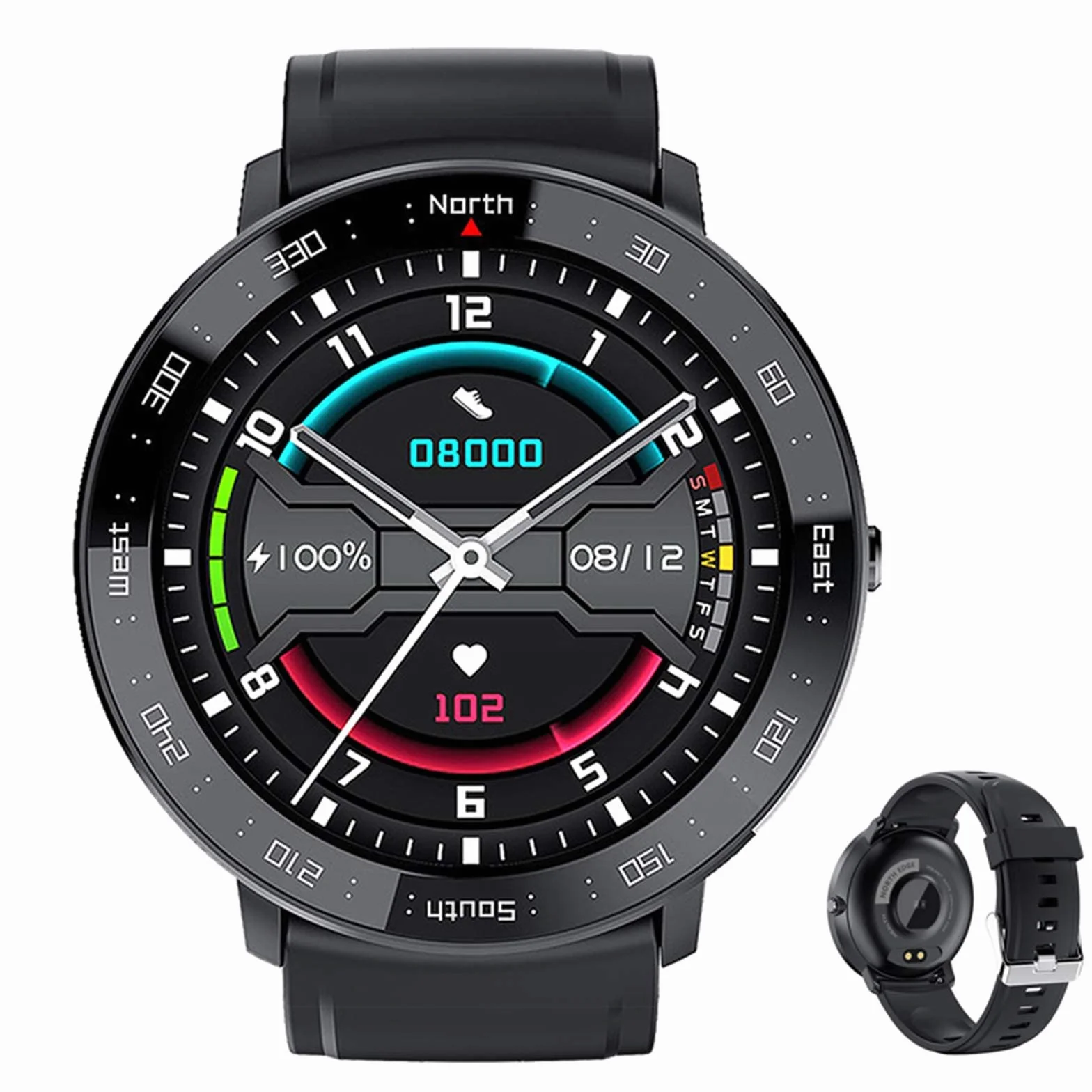 Inteligentny zegarek Monitor aktywności IP68 Wodoodporny zegarek fitness Bluetooth Wielofunkcyjny zegarek sportowy dla mężczyzn i kobiet Kompatybilny z iOS i Androidem (czarny) little surprise