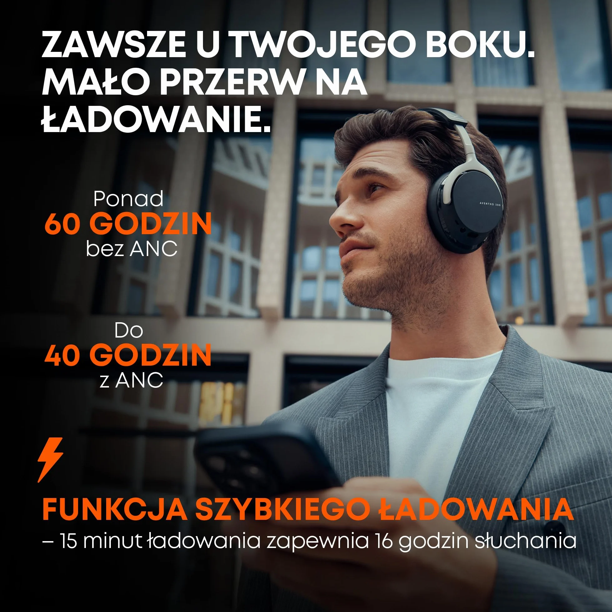 beyerdynamic AVENTHO 200 bezprzewodowe słuchawki nauszne z redukcja szumów, 60 uur batterijduur, opvouwbare behuizing, vervangbare oorkussens, in czarny - nieuwe update beschikbaar via app