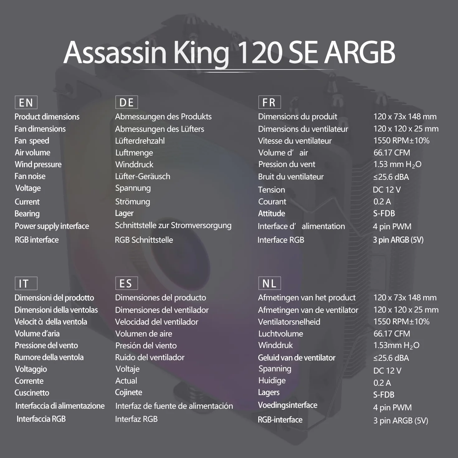 TR-Thermalright Assassin King 120 SE ARGB CPU chłodnica 5 Heatpipes, 1550 obr./min, cichy wentylator ARGB 120 mm, do AMD AM4 AM5, Intel LGA1851/1700/115x/1200,148 mm High PC