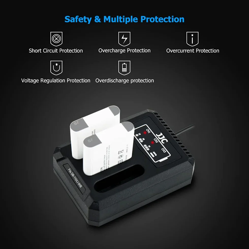 JJC Ładowarka USB potrójny adapter do Ricoh GRIII WG-6, Olympus Tough TG-6, TG-5, TG-4, TG-3, TG-2, TG-1, Stylus X-Z2 iHS, SP-100 do aparatów cyfrowych Ricoh DB-110