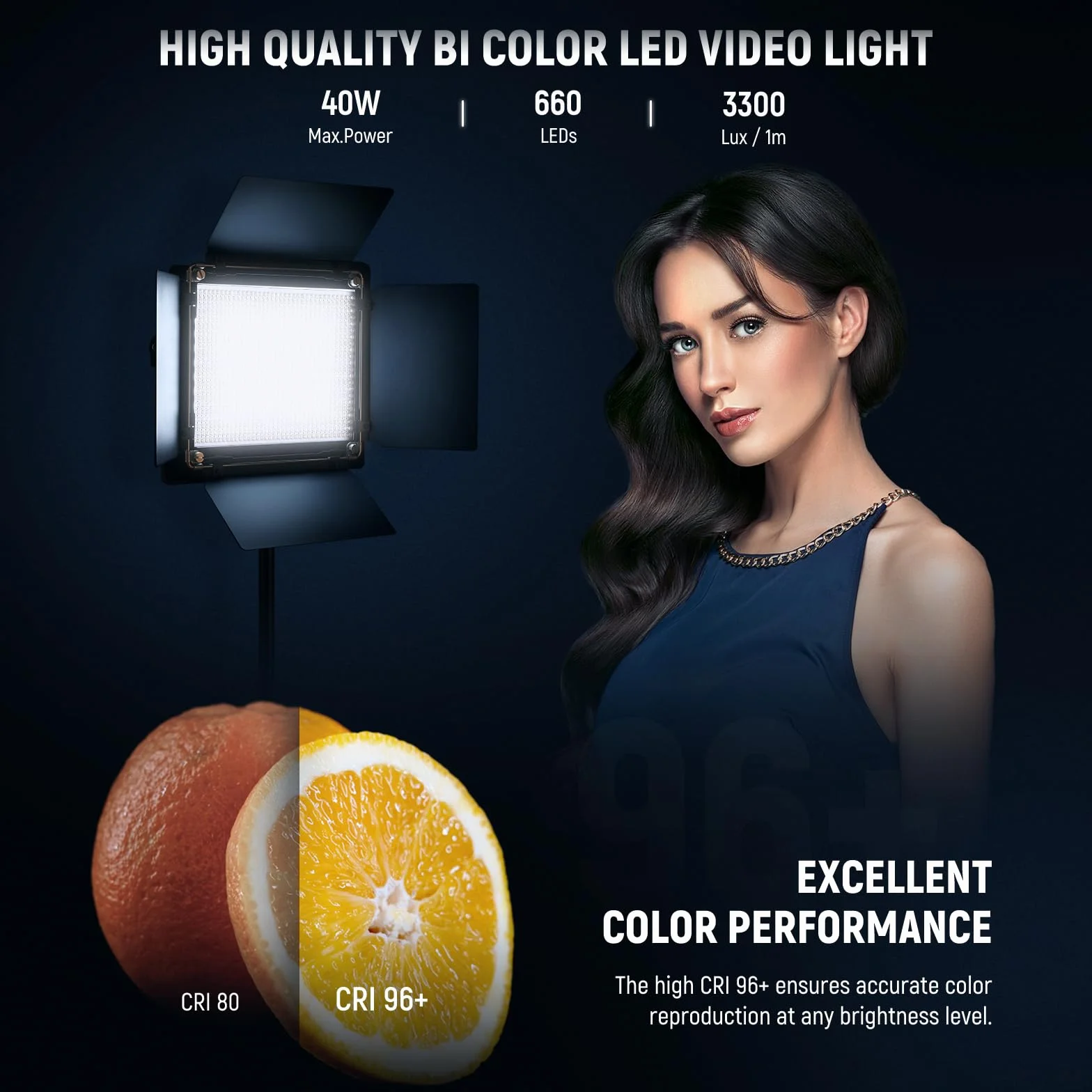 NEEWER 2 Opakowanie Bicolor 660 Panel LED Light Video & Stand Kit: 3200-5600K CRI 96+ Ściemniane ciągłe oświetlenie z U wspornikiem i Barndoor, 190cm Stojak Światła