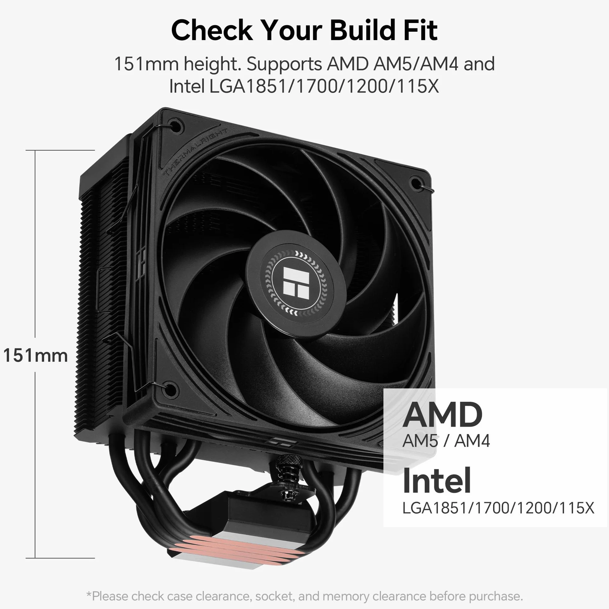 Thermalright Assassin X120-A Dark All-Black CPU Air Cooler, wentylator 2400 obr./min | 4 rury grzewcze, wentylator PWM o wysokim przepływie powietrza 120 mm, 85,35 CFM, dla AMD AM5/AM4, Intel LGA1851/1700