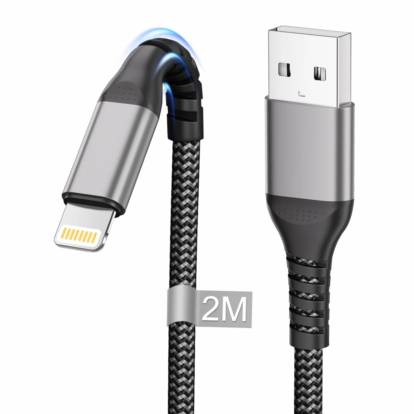 Kabel do ładowania iPhone 2 m USB Lightning MFi nylon
