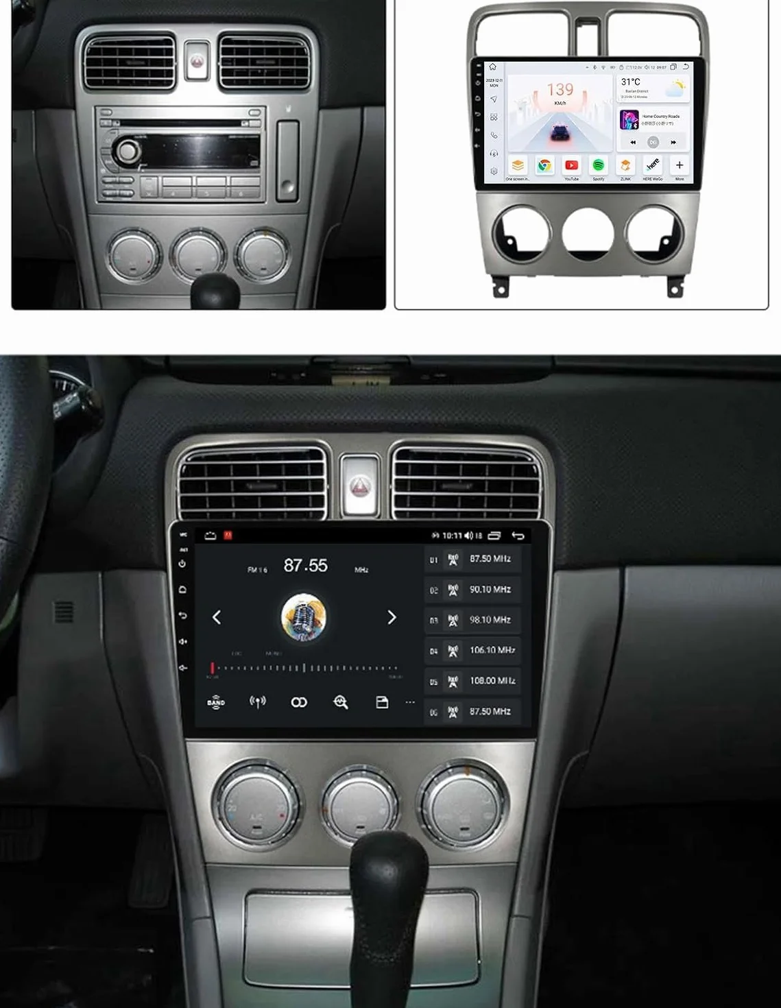 Y500s, Android 15.0 Stereo zamiennik dla Forester 2004-2008 Radio samochodowe z nawigacją GPS 9-calowy przenośny odtwarzacz multimedialny DVD Odbiornik FM BT z Android Auto CarPlay