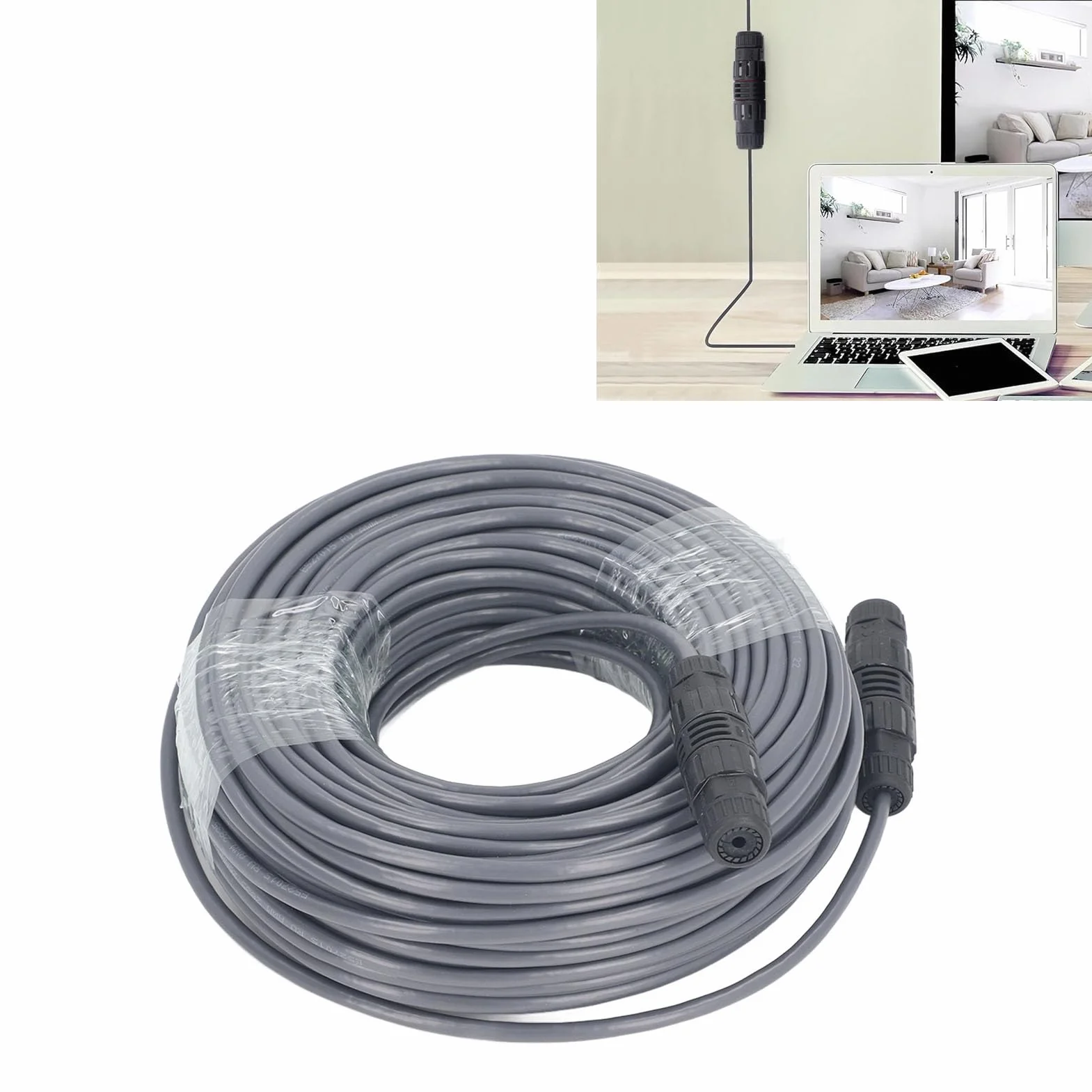 Kabel Przedłużający o Długości 150 Stóp, Prostokątny Przedłużacz Kabla Wodoodporna Obsługa Protokołu IP68 Kabel Protokołu 1000M