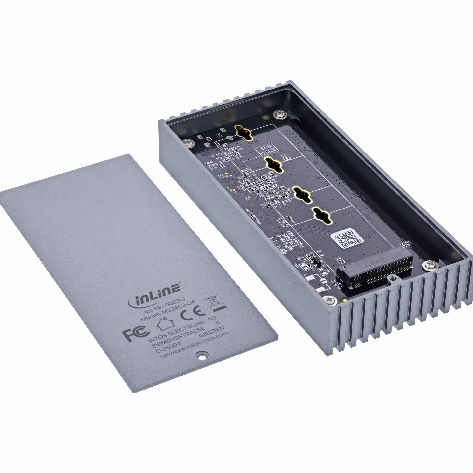 InLine Obudowa USB4 M.2 SSD, USB-C do M.2 NVMe, aluminium, do 40 Gb/s, kompatybilny z Thunderbolt 3/4, w zestawie zestaw akcesoriów, 00031J