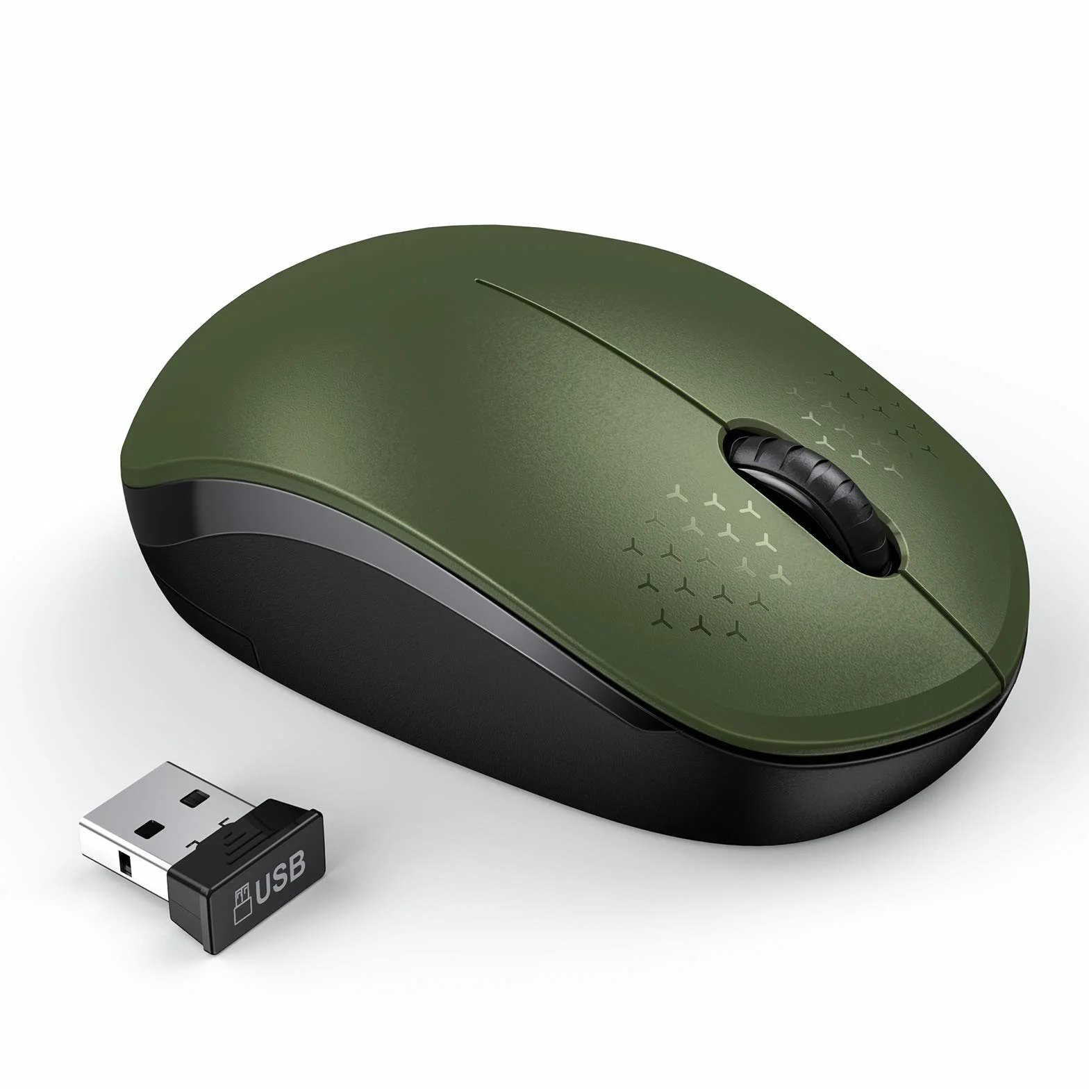seenda Bezprzewodowa mysz, bezgłośna mysz 2,4 G, z odbiornikiem USB, przenośna mysz komputerowa do komputera, tabletu, laptopa, notebooka, zielona i czarna