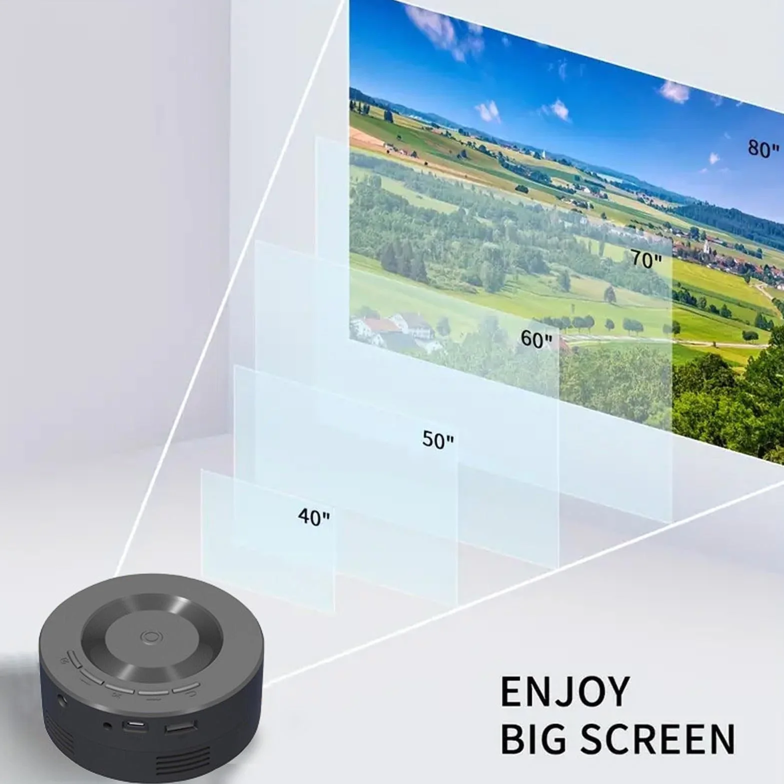 Mini Projektor, Przenośny Projektor Filmowy, Inteligentny Projektor Domowy 1080p, Obsługa Tej Samej Funkcji Ekranu, dla Tabletów z Telefonami z Systemem IOS i Androidem,