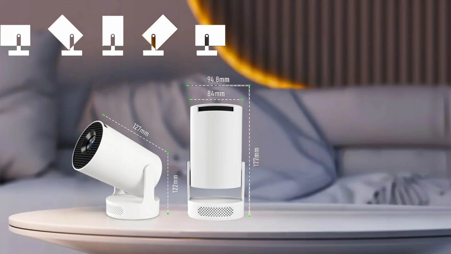 CIRON HY300 Ultra Projektor Multimedialny Android 14 WiFi 6 Bluetooth 5.4 LED 170 ANSI HD 720P Auto Keystone ScreenCast Kino Domowe Mini Smart Projektor HDMI USB Rzutnik do Oglądania Filmów Seriali