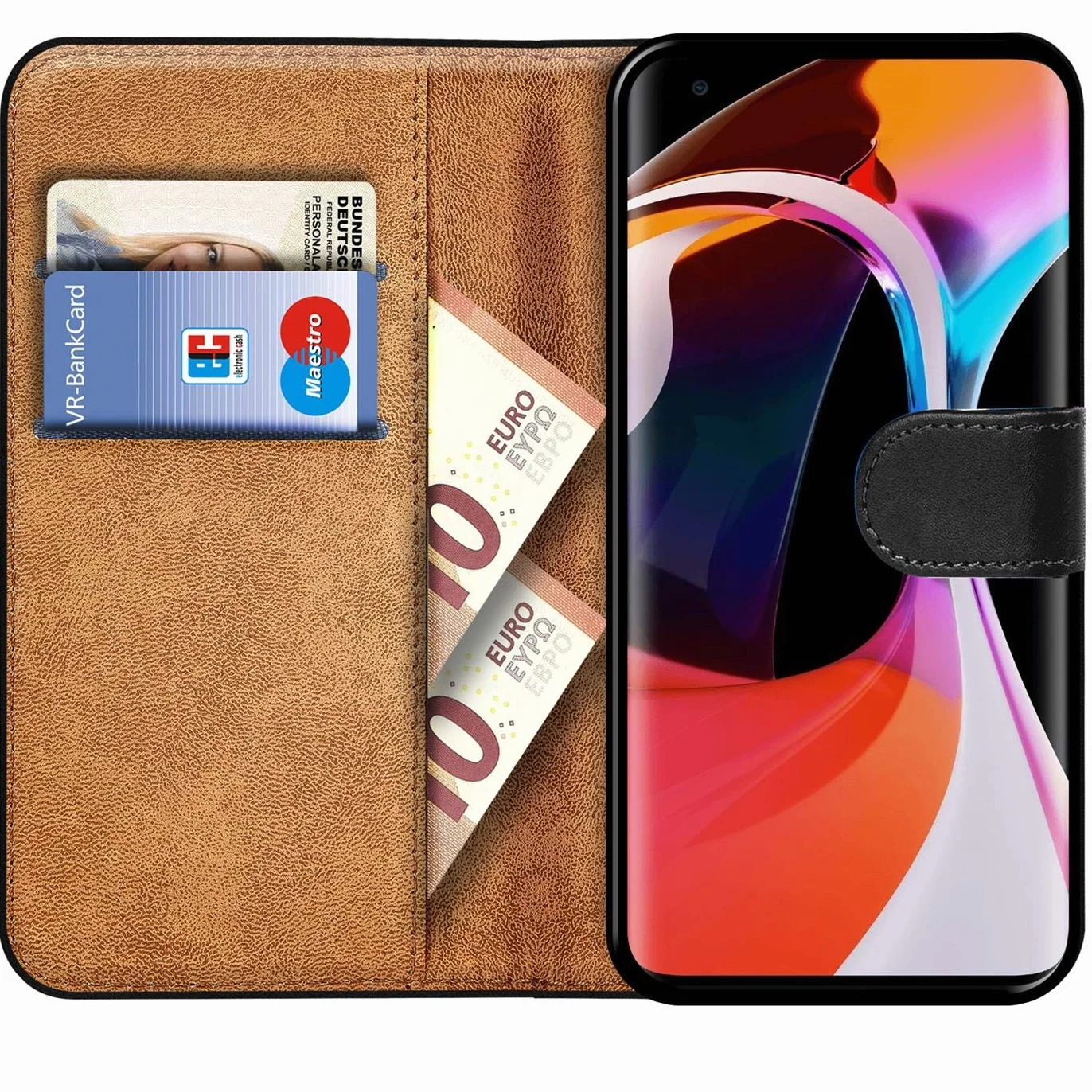 Verco Etui Kompatybilne z Xiaomi Mi 10 / Mi 10 Pro Case, ochronne obudowa dla Xiaomi Mi 10 / Mi 10 Pro portfel smartfon przegródki na karty, Czarny