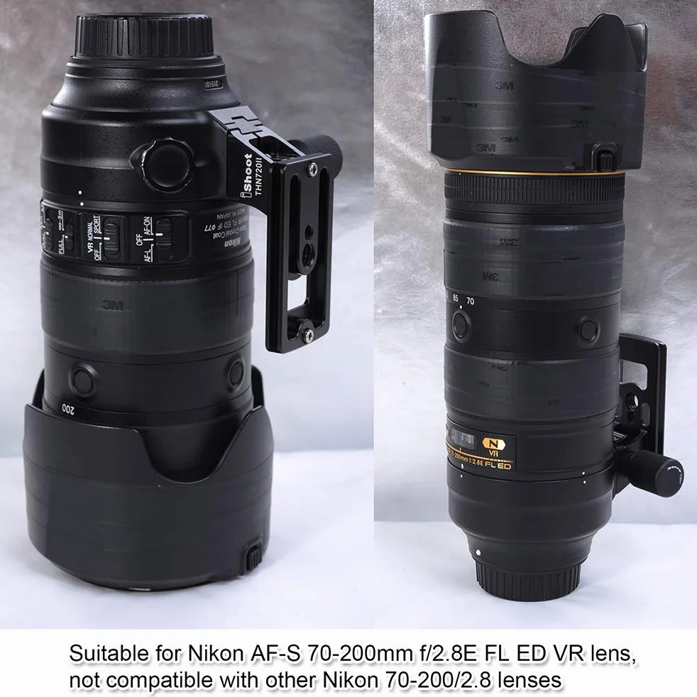 iShoot Pierścień do montażu statywu zamiennik obiektywu stóp podstawa do kołnierza Nikon AF-S 70-200 mm f/2,8E FL ED VR Nikkor z szybkozłączką typu Arca-Swiss zacisk płyta dopasowana do głowicy kulowej