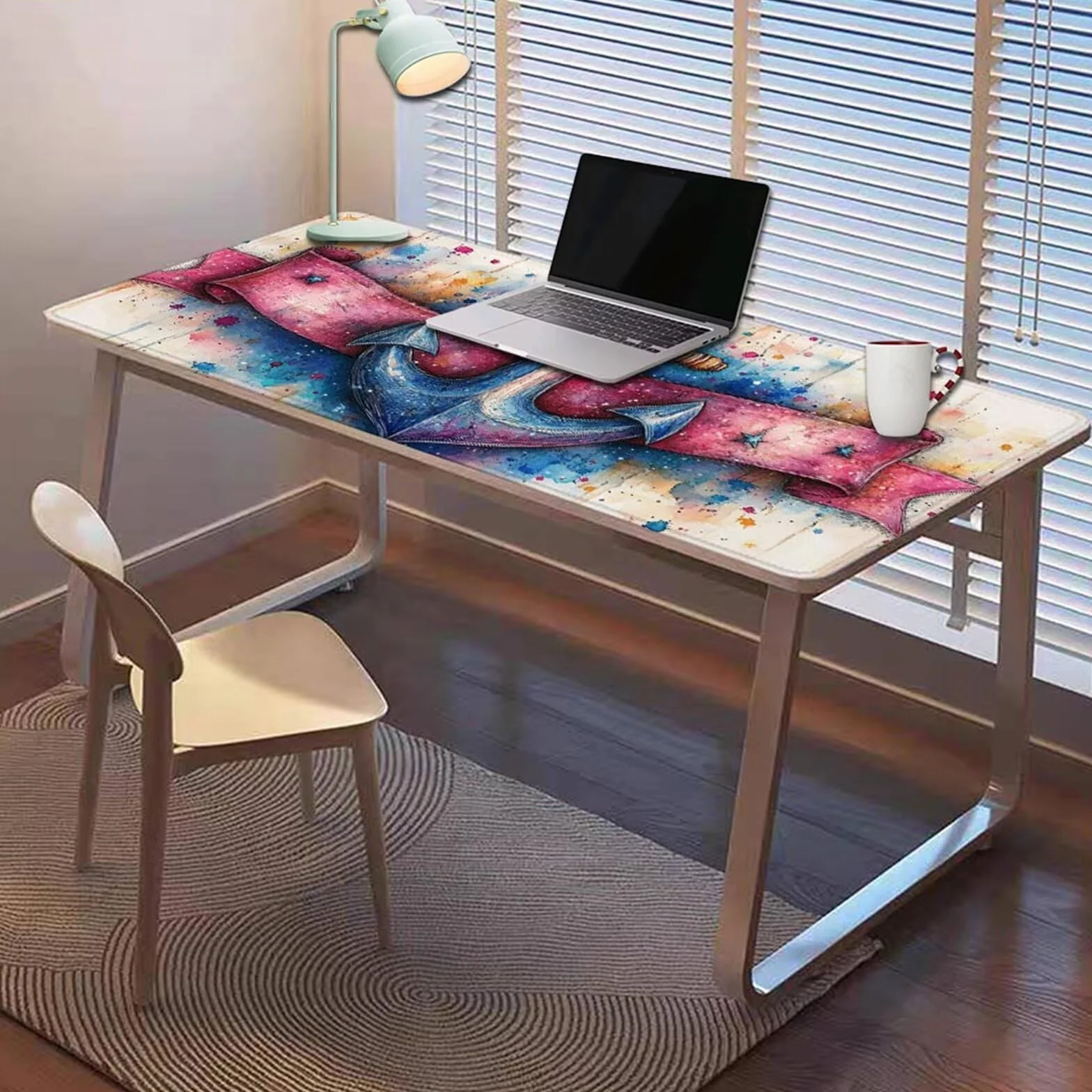 Gamingowa podkładka pod mysz 1200 x 600 x 3 mm, XXL, wodoszczelna, odporna na ścieranie, z przyszytymi krawędziami, biała, podkładka na biurko, poprawia prędkość i precyzję pod laptopa, komputer, wzór