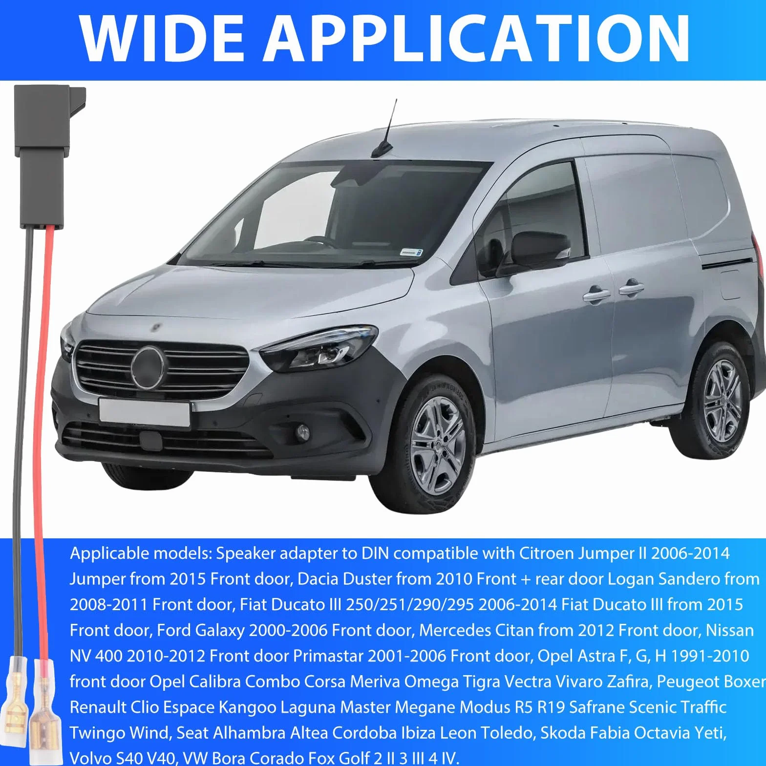 4 sztuki adapter głośnika samochodowego na DIN kompatybilny z Renault Opel Astra Seat, Skoda, Volvw, Peugeot, Citroen, Fiat, Ford, Mercedes, radio, adapter, zestaw adapterów samochodowych
