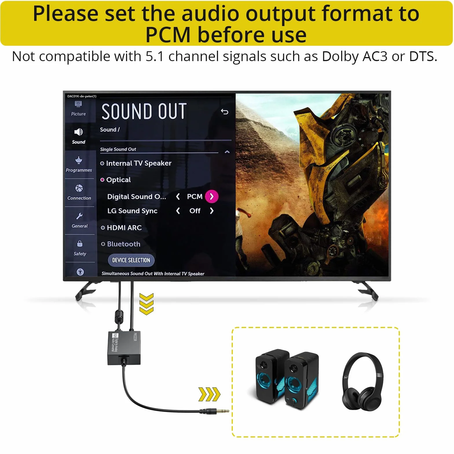 PROZOR konwerter optyczny na 3,5 mm 192 kHz DAC SPDIF Toslink cyfrowy na analogowy audio