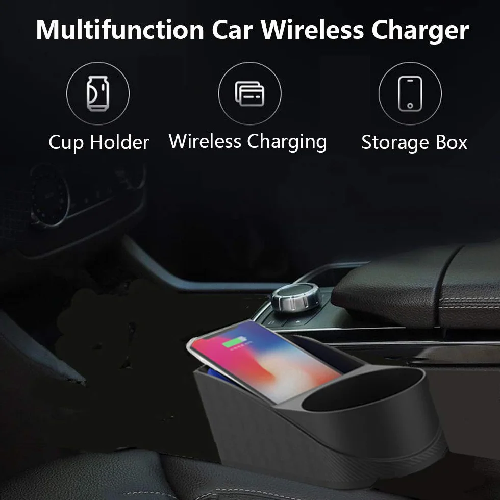 Bezprzewodowa ładowarka samochodowa z uchwytem na kubek na wodę Qi szybkie ładowanie uchwyt samochodowy uchwyt na telefon kompatybilny z iPhone 11/11 Pro/11 Pro Max/XS Max/XS/XR/X/SE/8P/8,