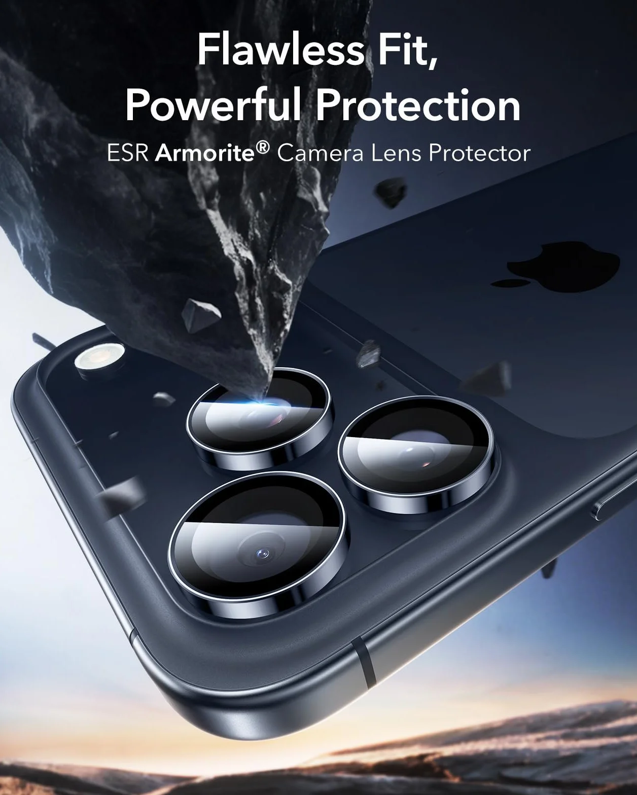 ESR Osłona obiektywu aparatu do iPhone'a 17 Pro Max/17 Pro/16 Pro Max/16 Pro/15 Pro Max, ultracienkie szkło hartowane, 1 opakowanie, niebieskie