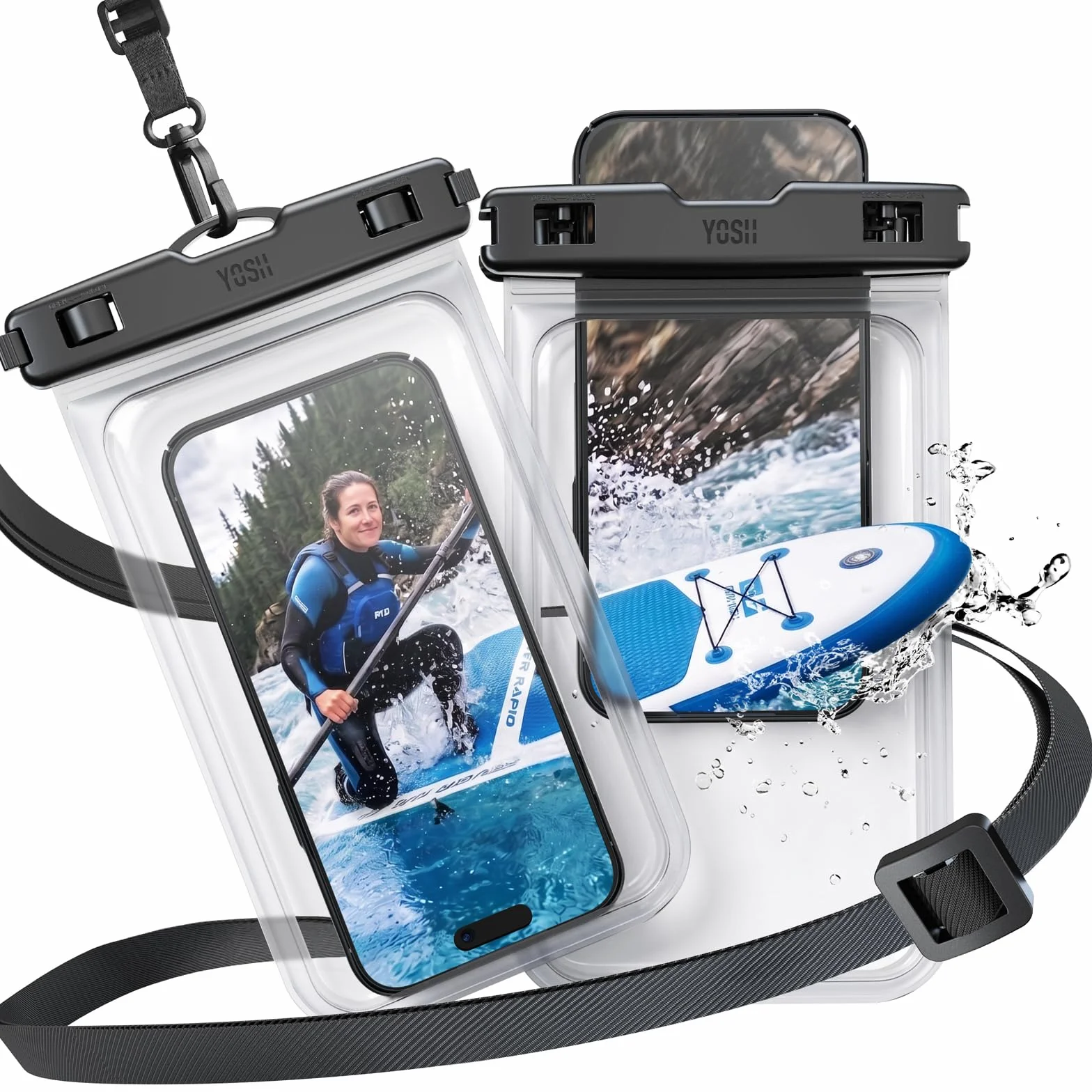 YOSH Wodoodporne etui na telefon dla dużych telefonów o przekątnej do 21.6 cm, wodoodporne etui na telefon IPX8 do pływania łodzią Paddleboarding SUP, wodoodporna torba na Samsung S25, S24, S23, Ultra
