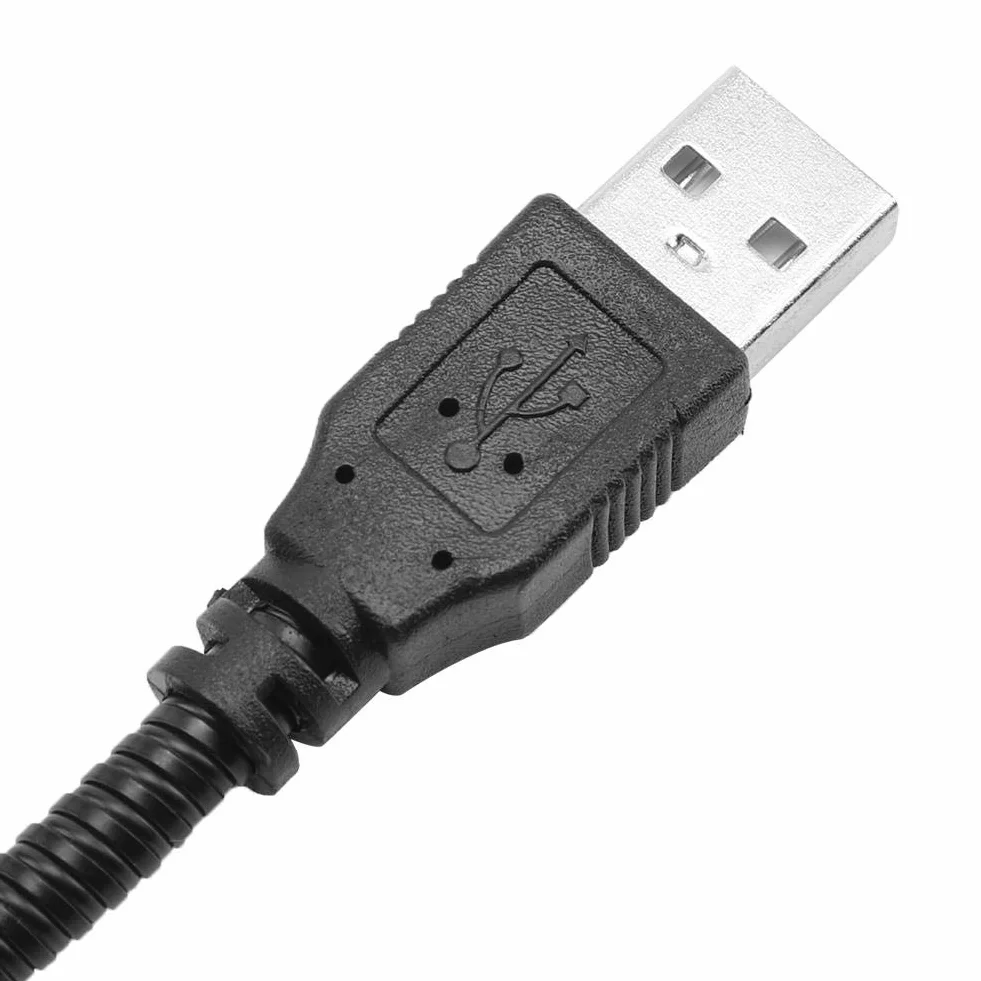 Lampka USB LED z Elastyczną Gęsią Szyją, Przenośna Lampka Biurkowa do Laptopa, PC, MAC, Czarny/Ciepły Biały
