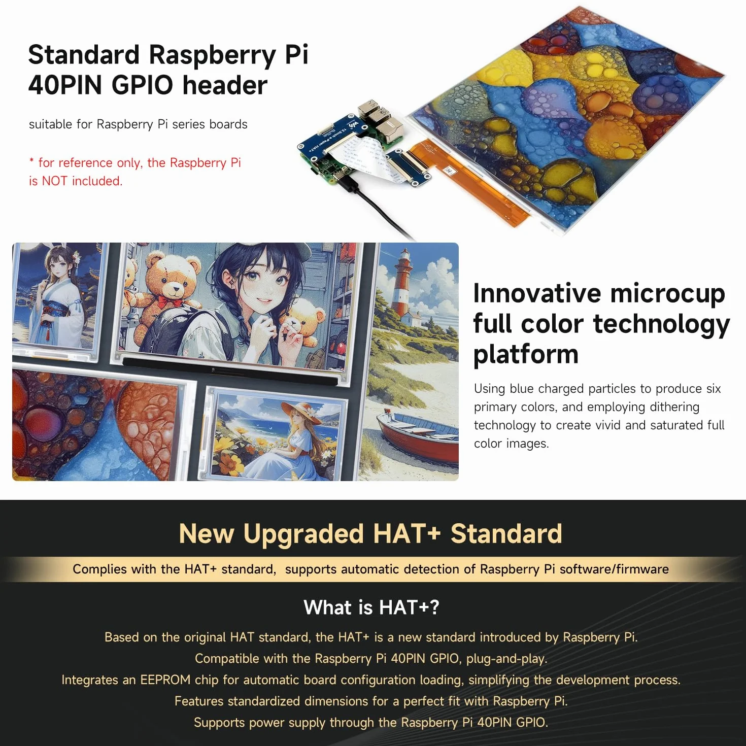 Waveshare 13.3inch E Ink Spectra 6 (E6) Full Color E-Paper Raw Display without Driver Board, 1600x1200 Pixels, SPI Communication, E-Ink Raw Display