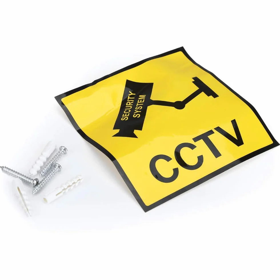 O&W Security Duża kamera do monitoringu z obiektywem i migającą diodą LED (IRlook), wodoszczelna, 360° uchwyt na ścianę/sufit, czujnik LED, do użytku wewnątrz i na zewnątrz, 2 x AA