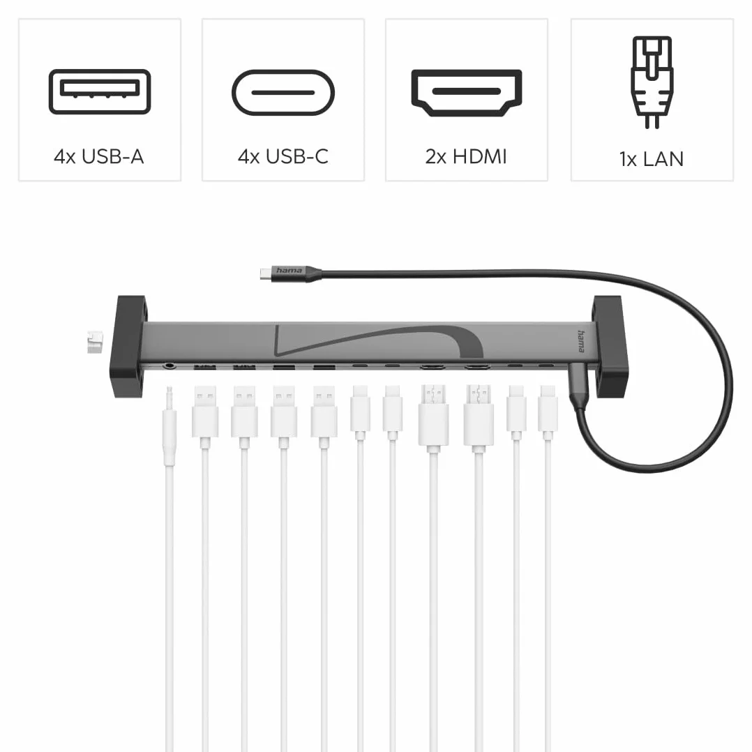 Stacja dokująca USB C Connect2Office Work, silikonowe nóżki, 12 portów
