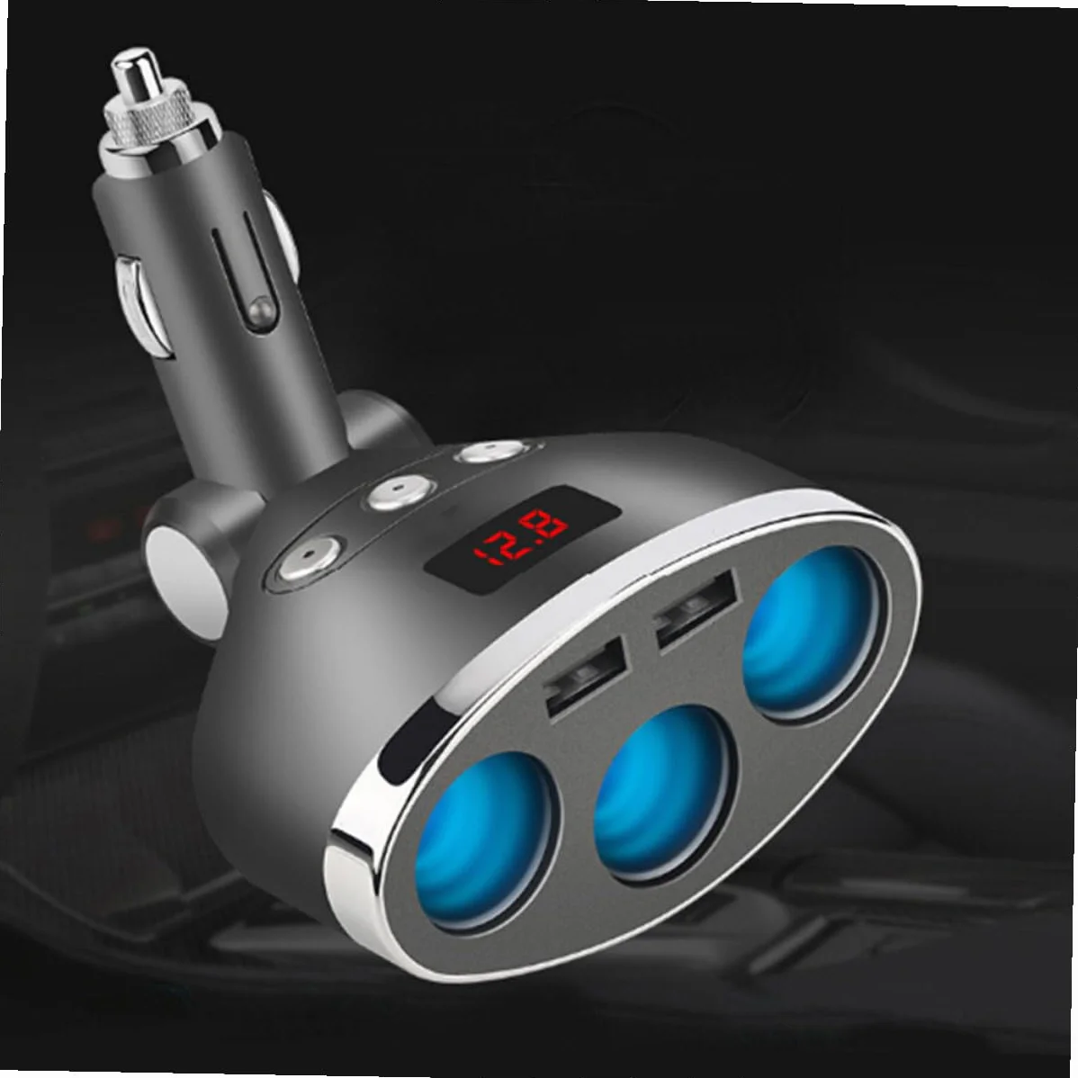 PACKOVE 3kawałki Adapter Samochodowy Gniazdowy z Podwójnym Usb i Wyświetlaczem Napięcia Ładowarka Do Gniazda Zapalniczki Szybkie Ładowanie Dla Telefonów Komórkowych i Czarny