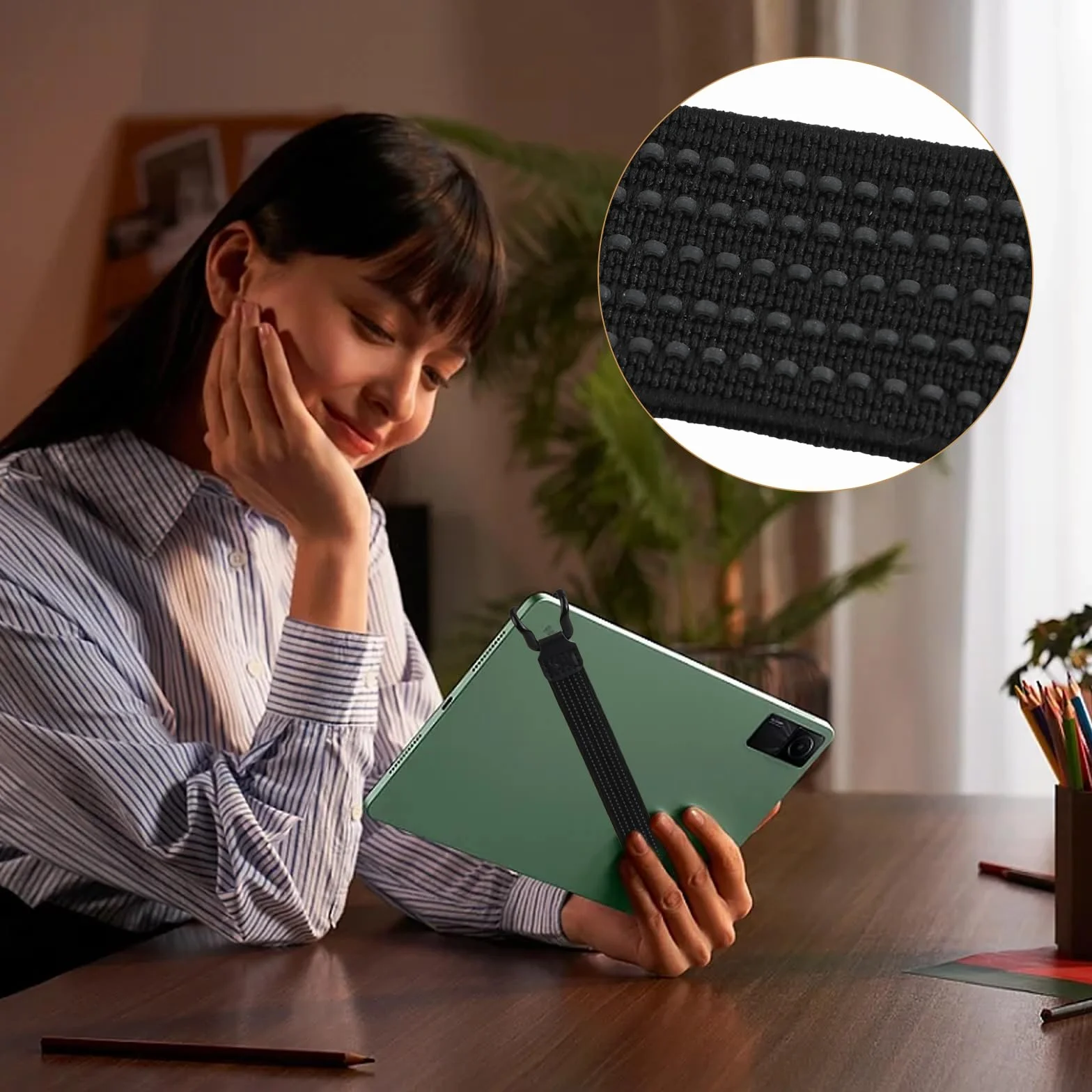 Uniwersalny pasek na tablet, pasek na tablet (2 sztuki, uchwyt na tablet i e-czytniki o przekątnej 7–11 cali, uniwersalny pasek mocujący, wysoka elastyczność, czarny