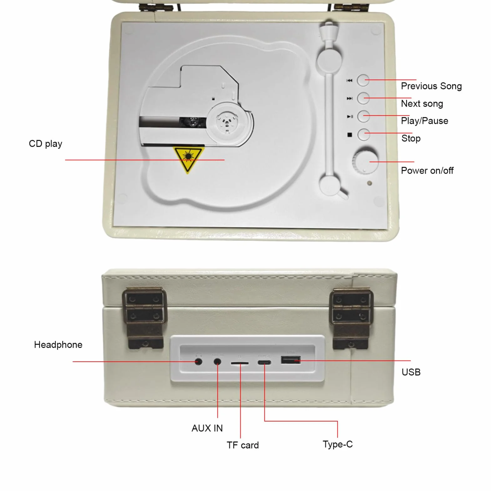 Odtwarzacz CD Retro Vintage Z Dysku USB i Płyty w Kształcie Tacy - Dla Entuzjastów Muzyki i Kolekcjonerów
