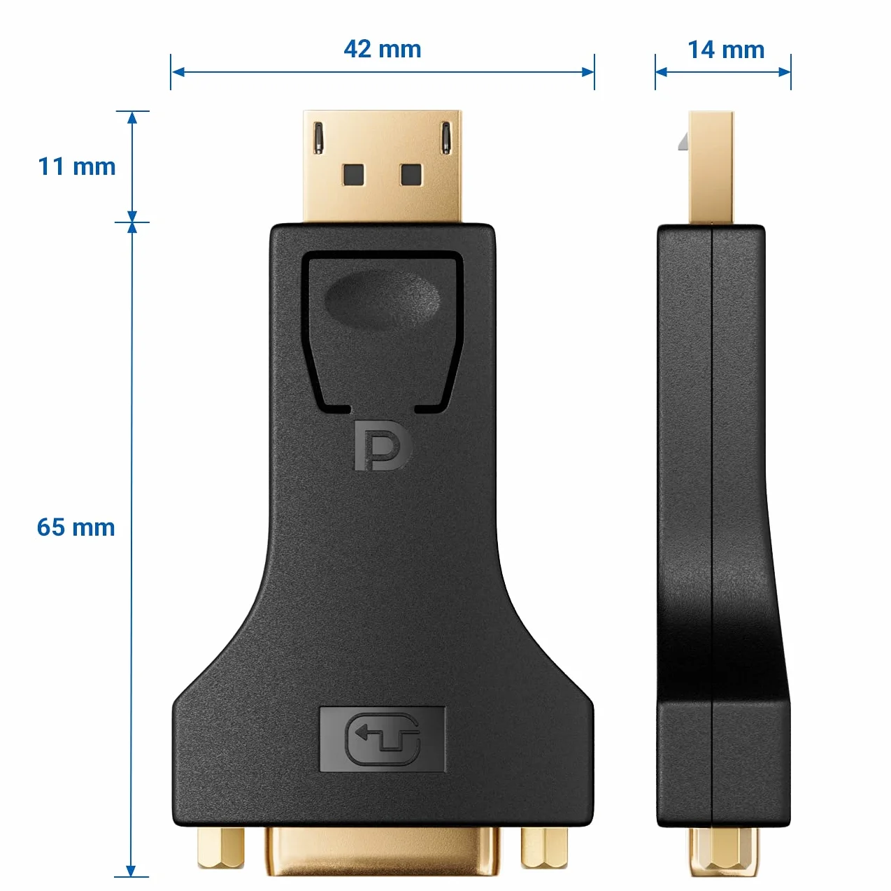 deleyCON Kabel Przejściowy z Displayport na 4K UHD 2160p - Kabel Przejściowy z Wtyczki DP Displayport na Gniazdo DVI Pozłacane Styki do Podłączenia Telewizora Projektora Komputera Laptopa Notebooka