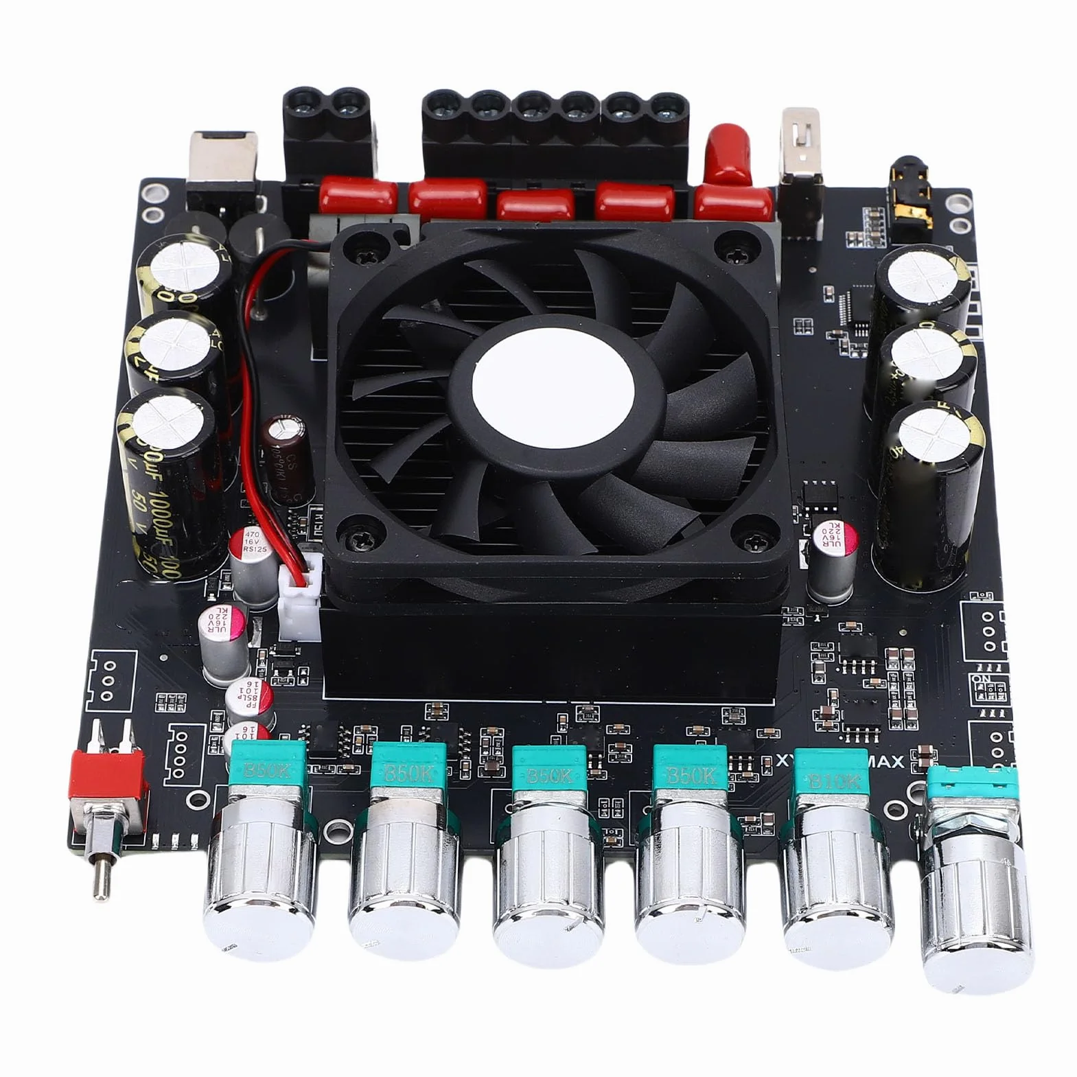2.1-kanałowa Płyta Wzmacniacza Audio, ABS Cyfrowa Płytka Wzmacniacza Subwoofera XY HT21MAX 2x200W Plus 400W AUX Wejście USB do Kina Domowego Samochód Głośniki Zewnętrzne