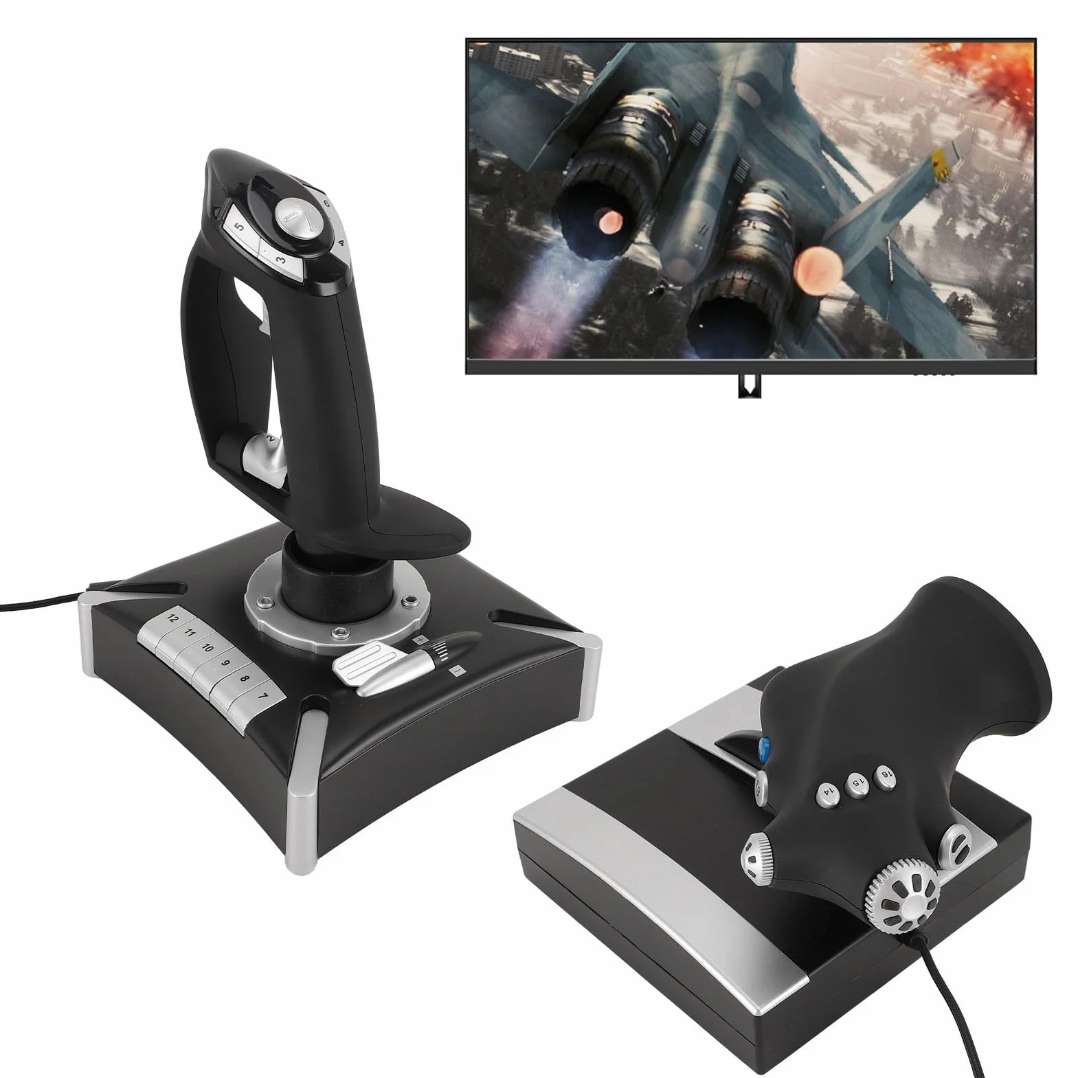 Garsent Sterowanie Symulatorem Lotu z Wibracjami, Symulowany Ster Kierunku Przepustnicy, 3 Tryby, Joystick Kontrolera Drążka Sterowego dla JEDNEGO, Gry Komputerowe