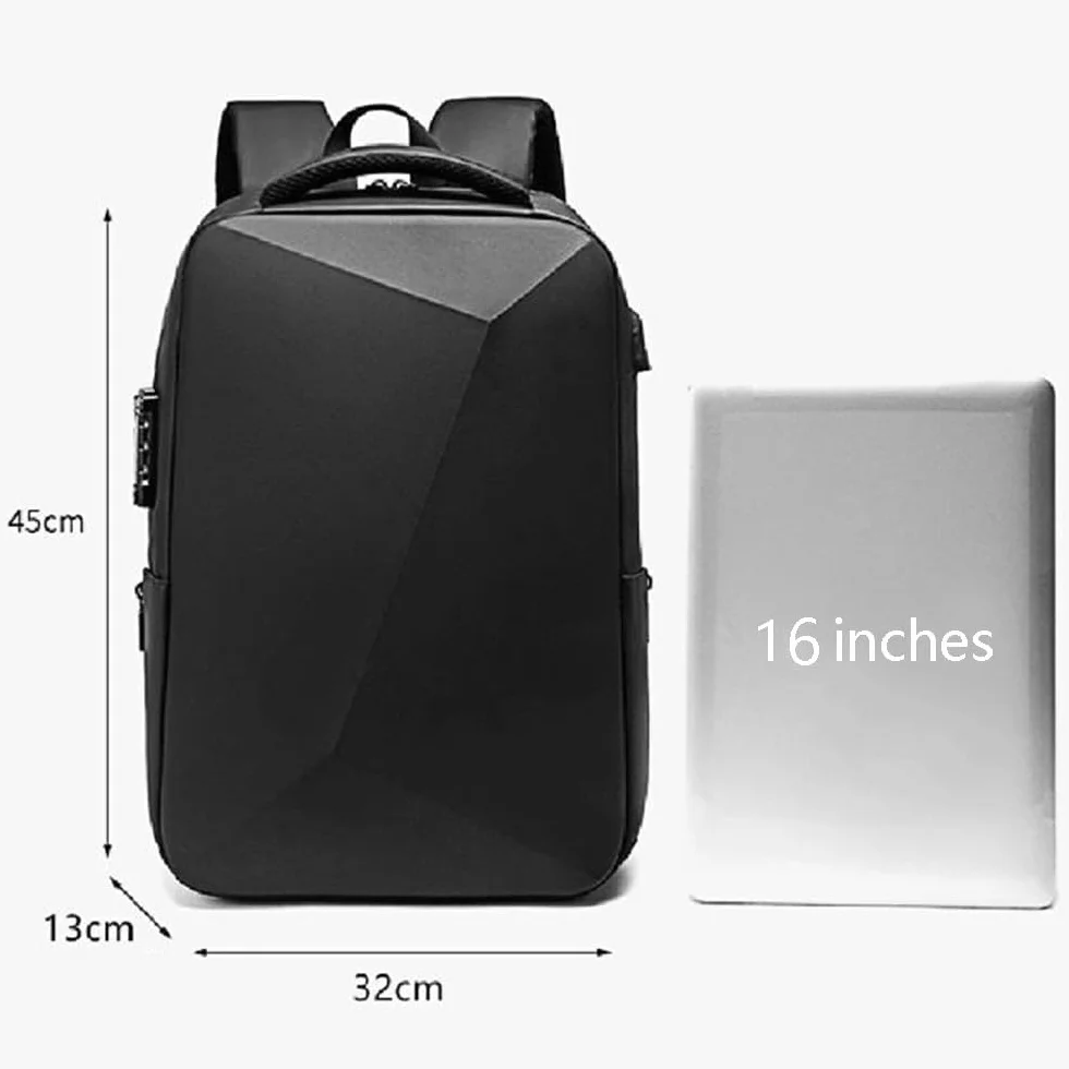 XINYASEE Plecak na laptopa, wodoodporny plecak podróżny, biznesowy plecak EVA, antykradzieżowy plecak szkolny unisex z portem ładowania USB, czarny, PRZECIĘTNY, Klasyczny, swobodny