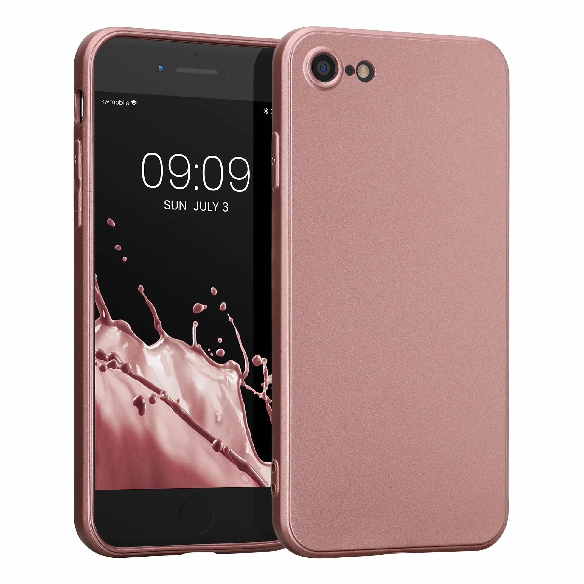 kwmobile Etui Apple iPhone SE 2022/2020 8 7 Miękkie TPU Metalowe Wykończenie Różowe Złoto Metaliczne